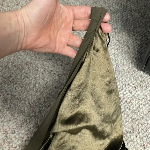 Reiss One Shoulder Velvet Dress in Dark Olive - Picture 2 of 11